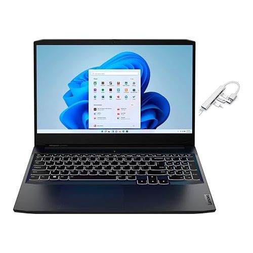 레노버 Lenovo IdeaPad 3 15.6“ FHD LED Gaming Laptop | 11th Gen Intel Core i5-11300H | NVIDIA GeForce RTX 3050 | Backlit Keyboard | Windows 11 | with USB3.0 HUB Bundle (Black, 8GB RAM | 256GB SSD)
