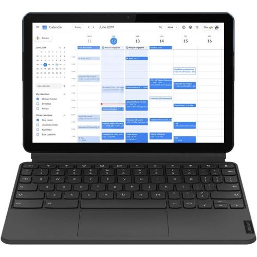 레노버 Lenovo Chromebook Duet 2-in-1 10.1 FHD Touchscreen Computer, MediaTek Helio P60T CPU, 4GB RAM, 128GB, Keyboard, ARM G72 MP3 Graphics, Chrome OS, Blue&Gray, 128GB USB Card