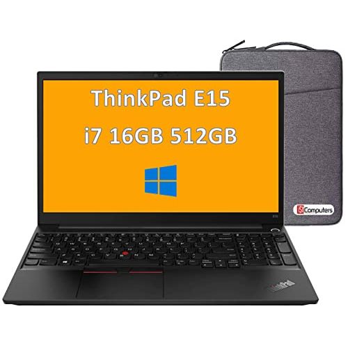 레노버 2022 Latest Lenovo ThinkPad E15 15.6 FHD (Intel 4-Core i7-1165G7, 16GB RAM, 512GB PCIe SSD), 1080p IPS Business Laptop, Backlit, Fingerprint Reader, Thunderbolt, IST Computers Slee