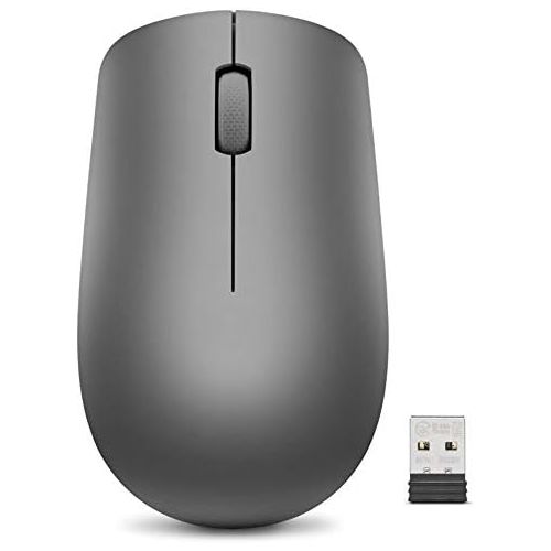 레노버 Lenovo 530 Wireless Mouse with Battery, 1200 DPI Optical Mouse, USB Receiver, 3 Button, Portable, Ambidextrous, GY50Z49089, Graphite Grey