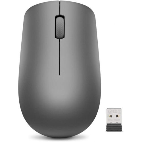 레노버 Lenovo 530 Wireless Mouse with Battery, 1200 DPI Optical Mouse, USB Receiver, 3 Button, Portable, Ambidextrous, GY50Z49089, Graphite Grey