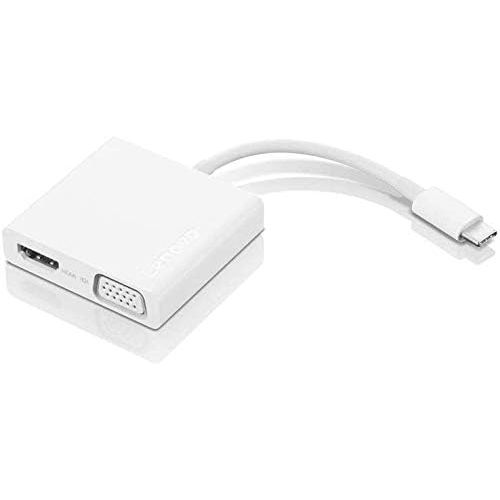 레노버 Lenovo USB-C 3-in-1 Travel Hub, 4K HDMI, VGA, USB 3.0, Plug and Play, Only 0.08 lbs, GX90T33021, White