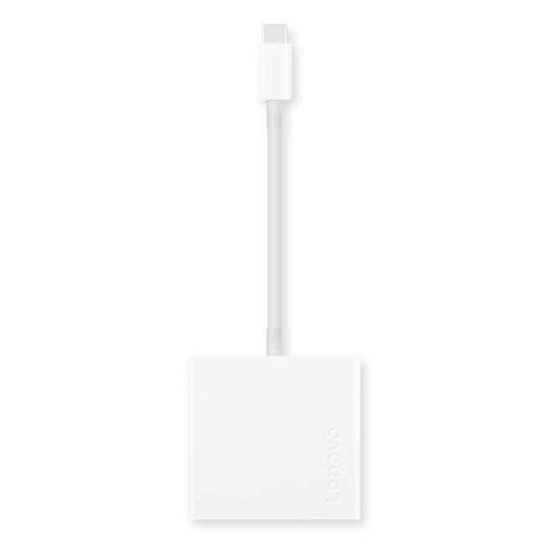 레노버 Lenovo USB-C 3-in-1 Travel Hub, 4K HDMI, VGA, USB 3.0, Plug and Play, Only 0.08 lbs, GX90T33021, White