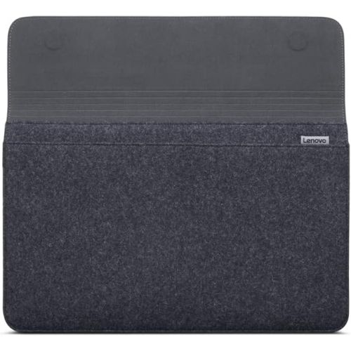 레노버 Lenovo Yoga Laptop Sleeve for 15-Inch Computer, Leather and Wool Felt, Magnetic Closure, Accessory Pocket, GX40X02934, Black