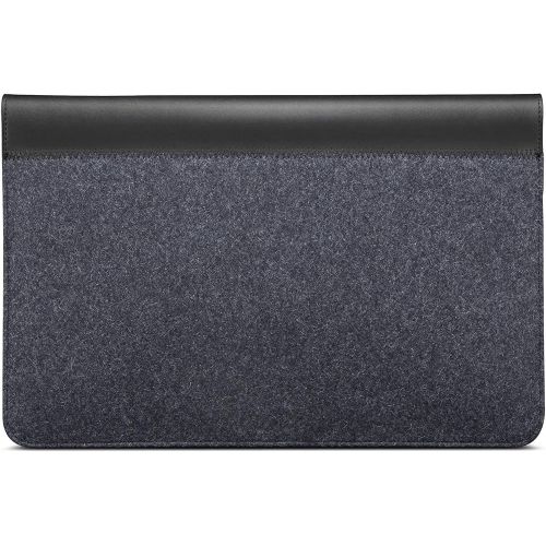 레노버 Lenovo Yoga Laptop Sleeve for 15-Inch Computer, Leather and Wool Felt, Magnetic Closure, Accessory Pocket, GX40X02934, Black