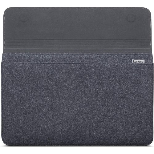 레노버 Lenovo Yoga Laptop Sleeve for 15-Inch Computer, Leather and Wool Felt, Magnetic Closure, Accessory Pocket, GX40X02934, Black