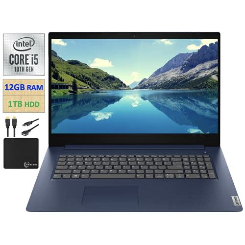 레노버 2021 Newest Lenovo IdeaPad 3 17.3 HD+ Screen Laptop Computer, Quad-Core Intel ?i5-1035G1 Up to 3.6GHz (Beats i7-8565U), 12GB DDR4 RAM, 1TB HDD, Webcam, WiFi 5, 802.11AC, Windows 10