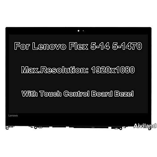레노버 Replacement 14.0 1080P FHD 1920x1080 LCD LED Display Touch Screen Digitizer Touch Control Board with Frame Bezel for Lenovo Flex 5 14 Flex 5-1470 80XA 81C9