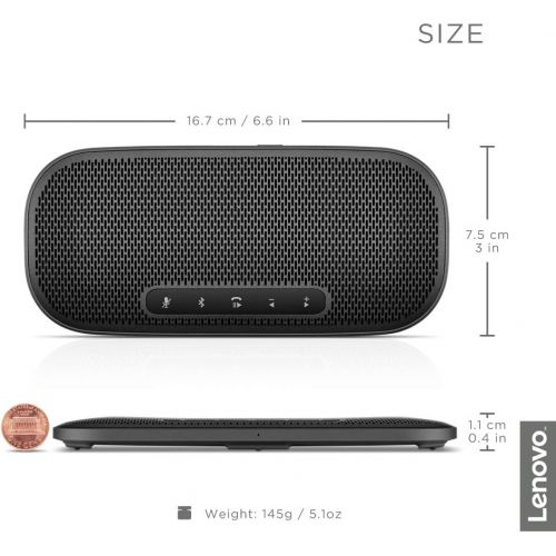 레노버 Lenovo 700 Ultraportable Bluetooth Speaker, USB-C & NFC Connectivity, Rechargeable Battery, 2 Hour Charge for 12 Hours Play, IPX2 Splash Resistance, Smaller Than Smartphone, 0.32 P