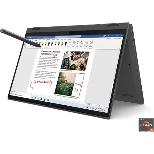 레노버 Lenovo IdeaPad 5 Laptop, 14 2-in-1 FHD Touch Screen, 6-Core AMD Ryzen 5 4500U( i7-8550U), Win10 Home, Webcam, Backlit KB, Fingerprint, USB-C, Digital Pen, WOOV HDMI Cable (16GB RAM
