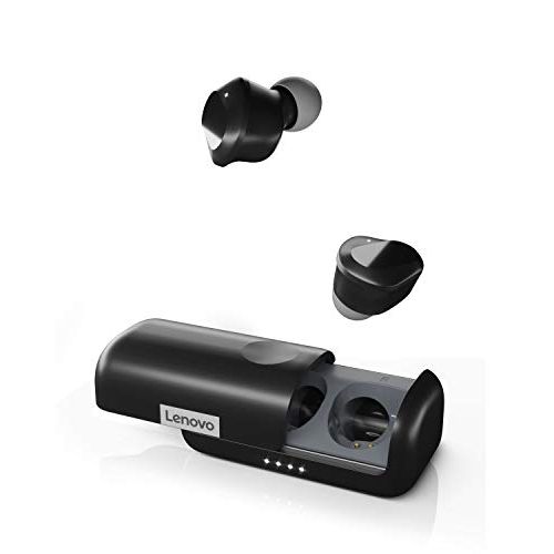 레노버 Lenovo True Wireless Earbuds Bluetooth 5.0 IPX5 Waterproof with USB-C Quick Charge and Built-in Microphone for Work/Travel/Gym (Black)