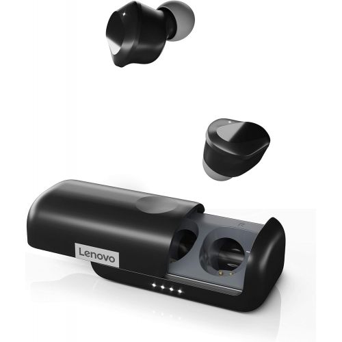 레노버 Lenovo True Wireless Earbuds Bluetooth 5.0 IPX5 Waterproof with USB-C Quick Charge and Built-in Microphone for Work/Travel/Gym (Black)