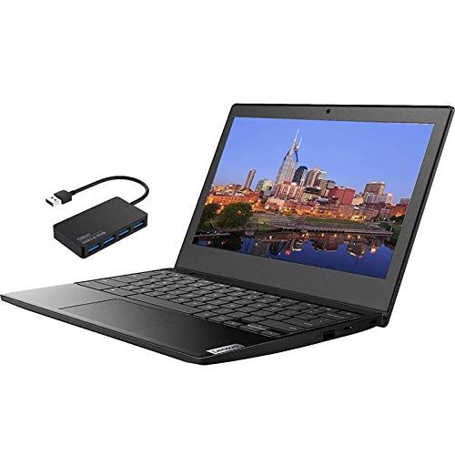 레노버 Lenovo Chromebook 3, 11.6 HD Laptop, AMD A6-9220C Upto 2.7GHz, 4GB RAM, 32GB eMMC, Chrome OS, Card Reader, Webcam, Onyx Black, Bundle with TSBEAU 4-Port USB 3.0 Hub
