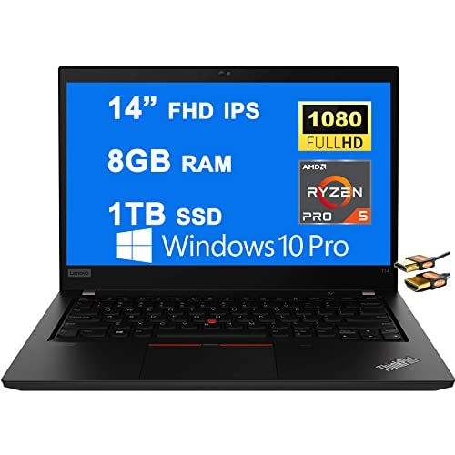 레노버 Lenovo ThinkPad T14 Gen 2 Business Laptop 14” FHD IPS (400 nits) Display AMD 5000 Series Hexa-core Ryzen 5 Pro 5650U 8GB RAM 1TB SSD Fingerprint Backlit USB-C Dolby Win10Pro + HDMI