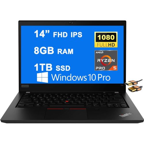 레노버 Lenovo ThinkPad T14 Gen 2 Business Laptop 14” FHD IPS (400 nits) Display AMD 5000 Series Hexa-core Ryzen 5 Pro 5650U 8GB RAM 1TB SSD Fingerprint Backlit USB-C Dolby Win10Pro + HDMI