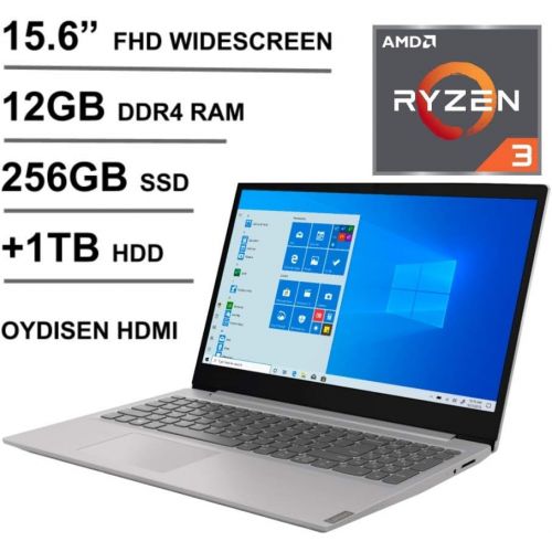 레노버 2021 Newest Lenovo IdeaPad 15.6 FHD Laptop for Business and Student, AMD Ryzen 3-3200U Processor (Beat i5-7200U), 12GB RAM, 256GB PCIe SSD + 1TB HDD, Webcam, WiFi, HDMI, Windows 10