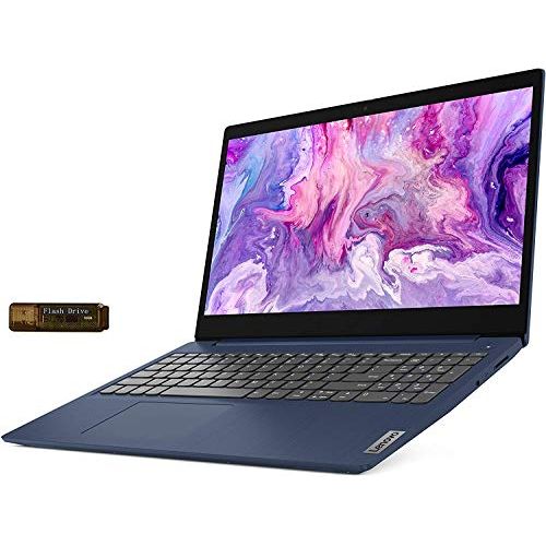 레노버 2020_Lenovo IdeaPad 3 15.6 HD Laptop PC, Intel 10th Gen Core i3 CPU, 8GB DDR4 RAM, 256GB SSD, 32GB External USB Flash Drive, Camera, WiFi, Bluetooth,Windows 10 S Mode - Abyss Blue