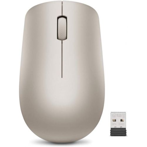 레노버 Lenovo 530 Wireless Mouse with Battery, 2.4GHz Nano USB, 1200 DPI Optical Sensor, Ergonomic for Left or Right Hand, Lightweight, GY50Z18988, Almond