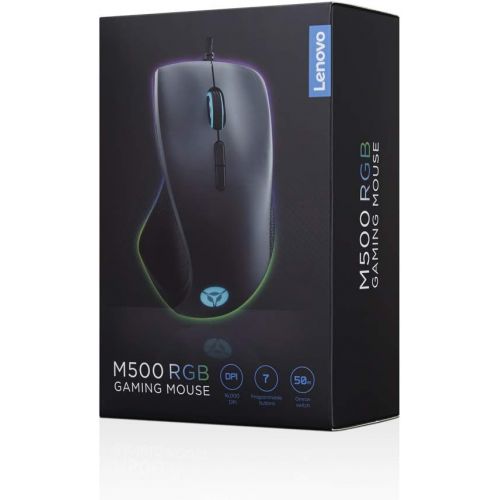 레노버 Lenovo Legion M500 RGB Gaming Mouse, Up to 16000 DPI 50G 400Ips, 7 Programmable Buttons, 3 ZONE 16.8Milion Colors RGB, 10G optional Magnet Weight, 3 Onboard Profile, 50 Million L/R