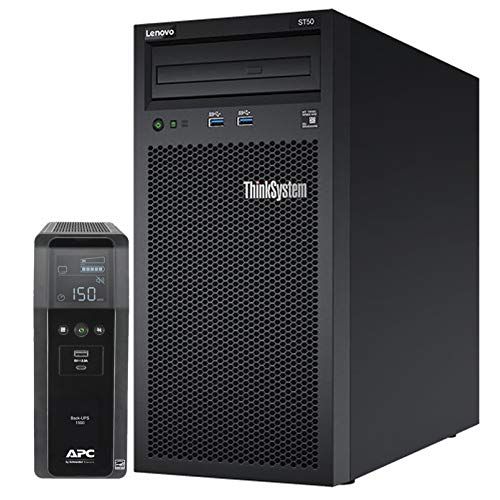 레노버 Lenovo ThinkSystem ST50 Tower Server Bundle Including APC BR1500MS 1500VA UPS, Intel Xeon 3.4GHz CPU, 32GB DDR4 2666MHz RAM, 6TB HDD Storage, JBOD RAID