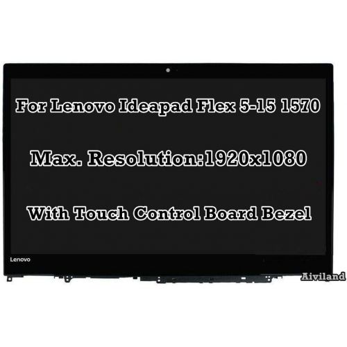 레노버 For Lenovo Flex 5-15 5-1570 15.6 FHD 1080P LCD Screen 1920x1080 IPS Display Touch Panel Digitizer Touch Control Board with Frame Bezel Assembly 81CA0008US 81CA0009US 80XB000US
