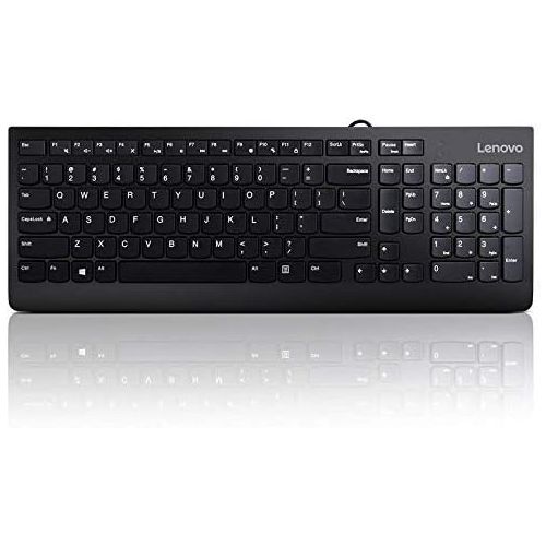 레노버 Lenovo 300 USB Combo, Full-Size Wired Keyboard & Mouse, Ergonomic, Left or Right Hand Mouse, Optical Mouse, GX30M39606, Black