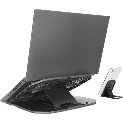 레노버 Lenovo 2-in-1 Laptop Stand, Ergonomic, 10 Adjustable Tilt Angles, Ventilated, Non-Slip, Portable, GXF0X02619, Black