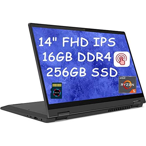 레노버 Lenovo Flex 5 Premium 2020 2 in 1 Business Laptop I 14 FHD IPS Touchscreen I AMD Ryzen 5 4500U ( i7-8550U) Hexa-Core I 16GB DDR4 256GB PCIe SSD I Backlit FP Pen Win 10 + Delca 16GB