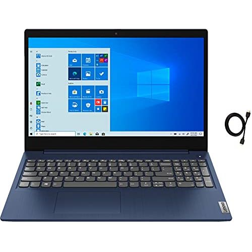 레노버 2021 Lenovo IdeaPad 3 15.6 HD Multitouch Premium Laptop, 10th Gen Intel Core i3-10110U Upto 4.1GHz, 12GB RAM, 512GB PCIe SSD, Card Reader, Windows 10 + HDMI Cable, Blue