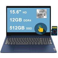 Lenovo 2021 IdeaPad 3 Premium 15 Laptop I 15.6 HD Touchscreen I 10th Gen Intel Core i3-10110U (Beats i5-8200Y) I 12GB DDR4 512GB SSD I Intel UHD Graphics Dolby Win10 Blue + 32GB Mi