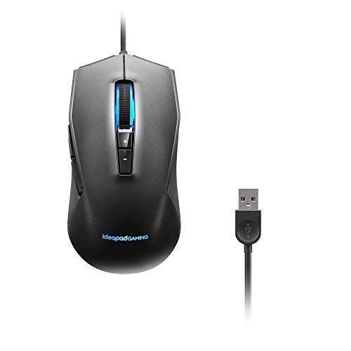 레노버 Lenovo IdeaPad M100 Gaming Mouse, Optical Sensor, Adjustable Resolution to 3200 DPI, 7 Programmable Buttons, 2 Zone RGB Backlight, GY50Z71902, Black