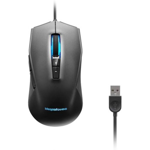 레노버 Lenovo IdeaPad M100 Gaming Mouse, Optical Sensor, Adjustable Resolution to 3200 DPI, 7 Programmable Buttons, 2 Zone RGB Backlight, GY50Z71902, Black