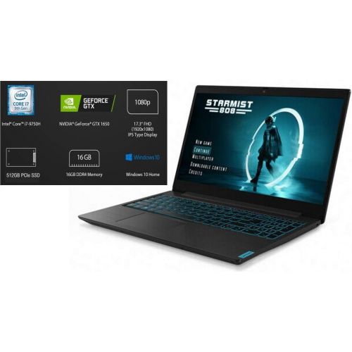 레노버 Lenovo Ideapad L340 17.3 FHD Gaming Laptop Computer Hexa-Core i7-9750H Up to 4.5GHz 16GB DDR4 RAM 512GB M.2 NVMe PCIe SSD NVIDIA GeForce GTX 1650 WiFi HDMI Backlit Dolby Audio Blue