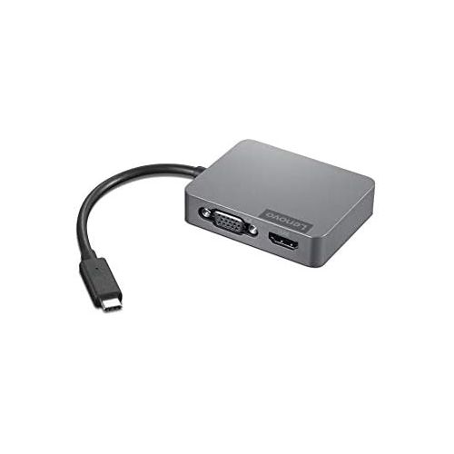 레노버 Lenovo USB-C 4-in-1 Travel Hub Gen2, Multiport Adapter for HDMI, VGA, USB 3.1, RJ45, Compatible with USB Type-C Laptops, GX91A34575