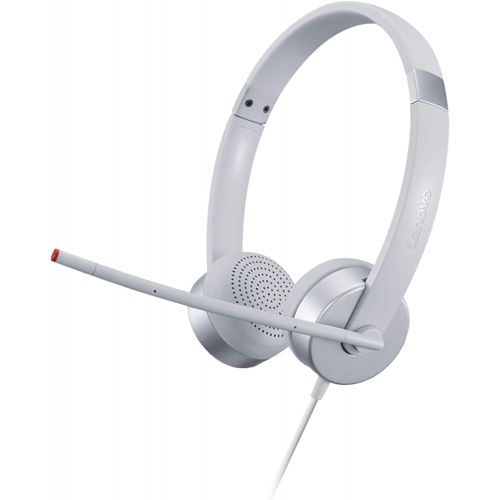 레노버 Lenovo 100 Stereo Analog Headset, 3.5mm, 180° Boom Microphone, Memory-Foam Earcups, GXD1B60597, Cloud Grey