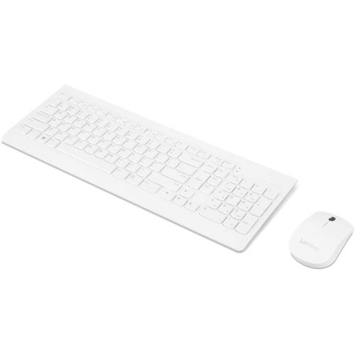 레노버 Lenovo 510 Wireless Combo with 2.4 GHz USB Receiver, Slim Full Size Keyboard, Full Number Pad, 1200 DPI Optical Mouse, Left or Right Hand, GX30W75336, White