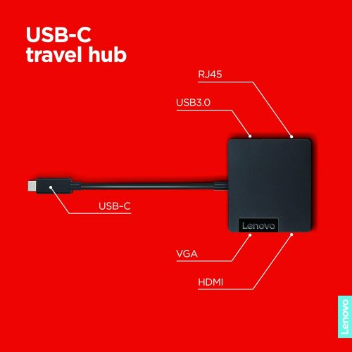 레노버 Lenovo USB C Travel ?Hub, Black GX90M61235