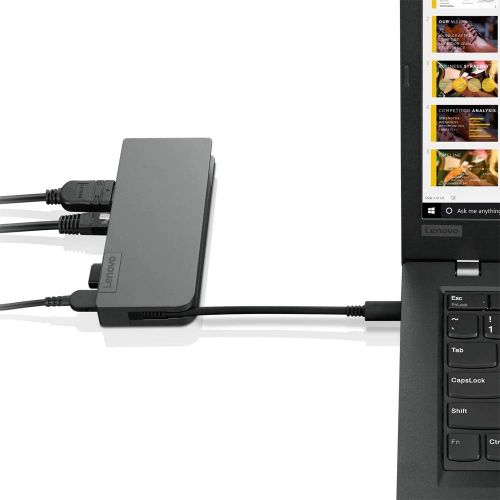 레노버 Lenovo Powered USB-C Travel Hub - for Notebook - USB Type C - 3 X USB Ports - 1 X USB 2.0 - Network (RJ-45) - HDMI - VGA - Wired