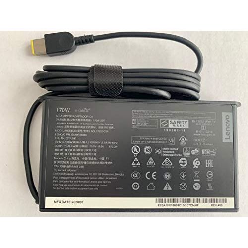 레노버 New Genuine Slim Design Lenovo 20V 8.5A 170W AC Adapter For Lenovo ThinkPad P73, Compatible with P/N: SA10R16886, 02DL140, ADL170SCC3A.