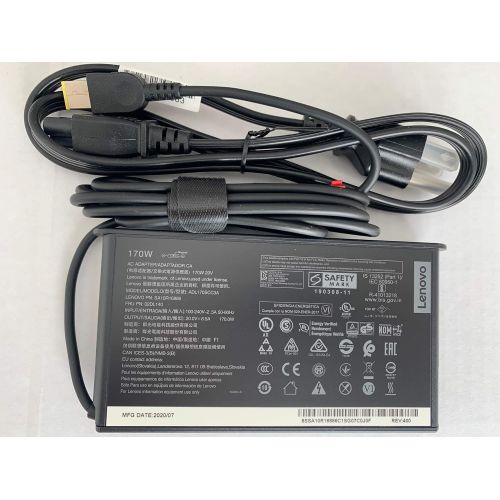 레노버 New Genuine Slim Design Lenovo 20V 8.5A 170W AC Adapter For Lenovo ThinkPad P73, Compatible with P/N: SA10R16886, 02DL140, ADL170SCC3A.