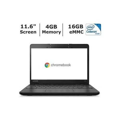 레노버 Newest Black Lenovo N23 11.6-inch Chromebook, Intel Celeron N3060 Dual Core Processor, 4GB Memory, 16GB eMMC, Bluetooth, WiFi, Webcam