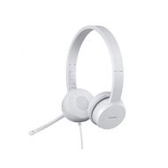 Lenovo 110 USB Stereo Headset, Noise Canceling, Adjustable Boom Mic for Right/Left Ear, Long Cable, Works with Chromebook, GXD1B67867, Silver