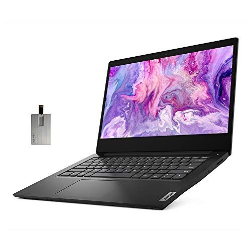 레노버 2021 Lenovo Ideapad 3 14 HD Laptop Computer, Intel Pentium Gold 6405U Processor, 12GB RAM, 256GB PCIe SSD, Intel UHD Graphics, Speakers, Webcam, Bluetooth, Windows 10 S, Black, 32G