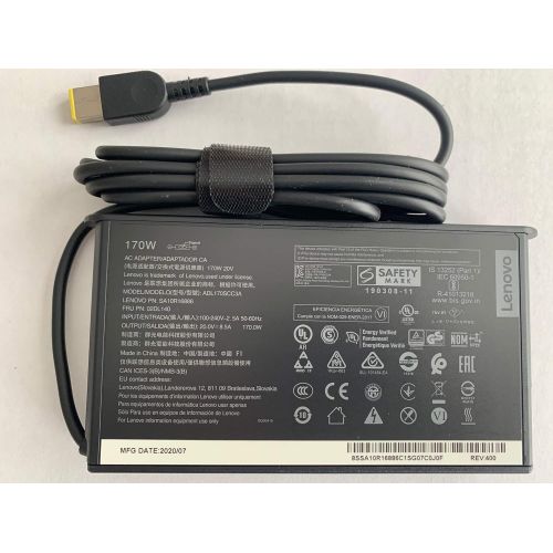 레노버 Original Slim Version Lenovo 170W AC Adapter for Lenovo Thinkpad P53, P70, P71, P72, P73, Compatible with P/N: SA10R16886, ADL170SCC3A, 02DL140.