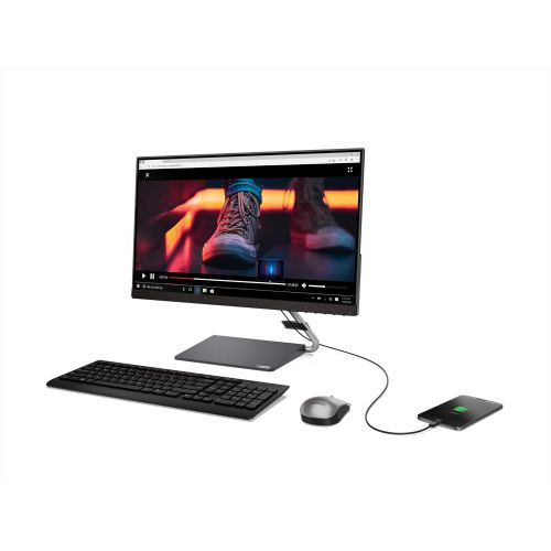 레노버 Lenovo Q24h-10 23.8-inch QHD (2560 x 1440) USB-C LCD Monitor, LED Backlit, AMD FreeSync, 75Hz, 4ms, 99% sRGB, Speakers, Low Blue Light