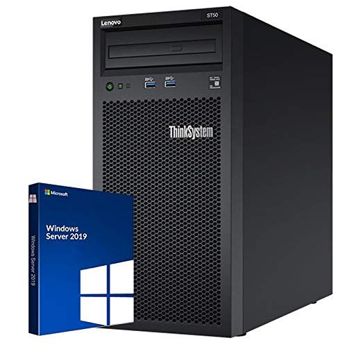 레노버 Lenovo ThinkSystem ST50 Tower Server Bundle Including Windows Server 2019, Intel Xeon 3.4GHz CPU, 64GB DDR4 2666MHz RAM, 12TB HDD Storage, JBOD RAID