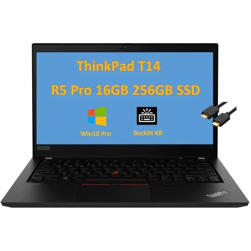 레노버 2022 Lenovo ThinkPad T14 14 FHD 6-Core Ryzen 5 Pro 4650U (Beats i7-1165G7), 16GB RAM, 256GB PCIe SSD, 1080p IPS Anti-Glare Business Laptop, Backlit KB, 2 x Type-C, IST HDMI Cable,