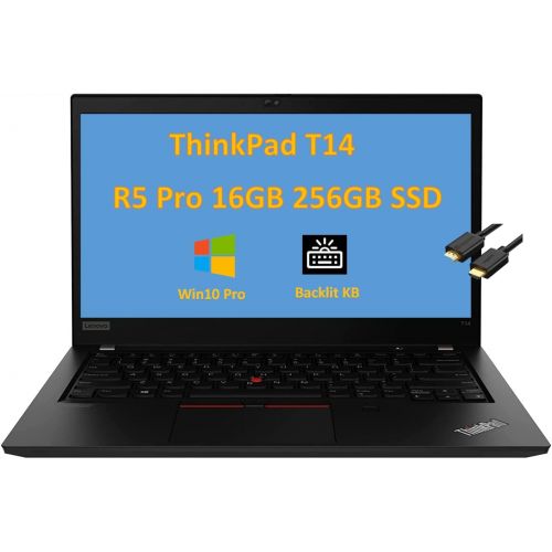 레노버 2022 Lenovo ThinkPad T14 14 FHD 6-Core Ryzen 5 Pro 4650U (Beats i7-1165G7), 16GB RAM, 256GB PCIe SSD, 1080p IPS Anti-Glare Business Laptop, Backlit KB, 2 x Type-C, IST HDMI Cable,