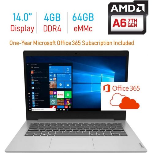 레노버 Lenovo IdeaPad 14.0-inch Laptop PC, 7th Gen AMD A6-9220e up to 2.4GHz, 4GB RAM, 64GB Flash Storage, HDMI, WiFi, Bluetooth, AMD Radeon R4, One-Year Office 365 Included, up to 8Hrs B