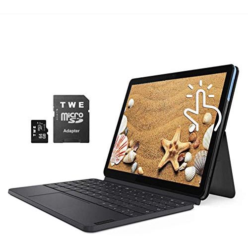 레노버 Lenovo Chromebook 2-in-1 Laptop, 10.1 Mini FHD IPS Touchscreen PC, MediaTek Helio 8-Core P60T, 4GB RAM, 64GB eMCP SSD, ARM G72 MP3 Graphics, Chrome OS + TWE 64GB Micro SD Card